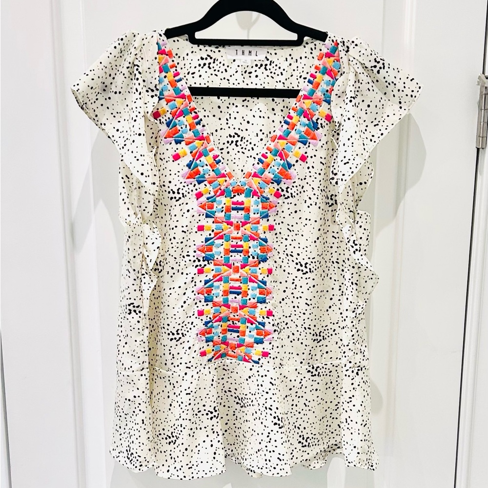 Flutter Sleeve Peplum Blouse